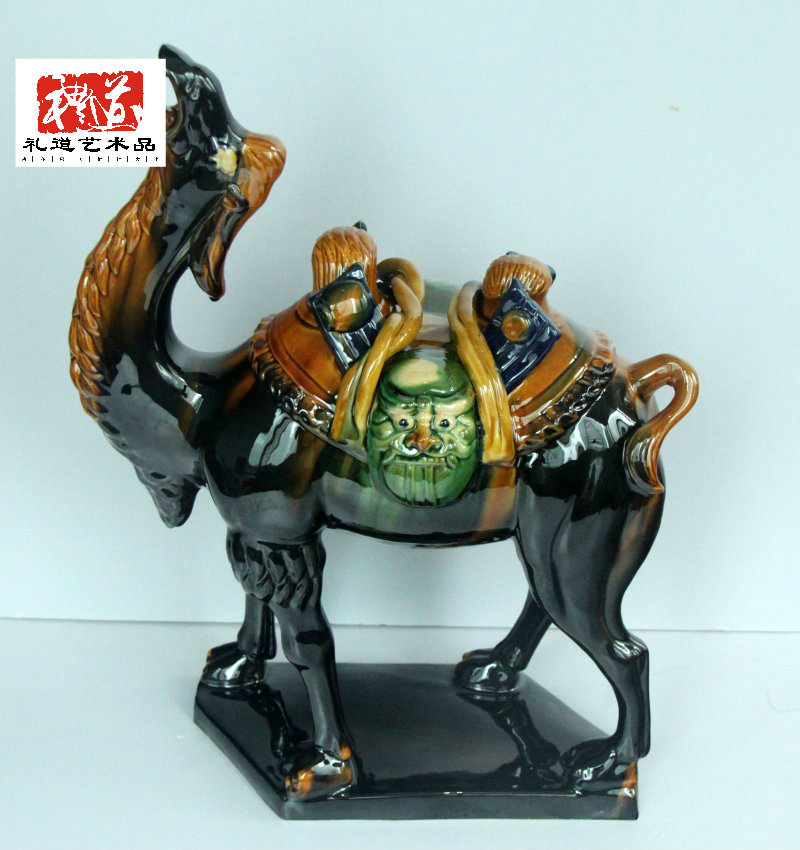 郑州唐三彩骆驼工艺品摆件家居装饰品陶瓷动物